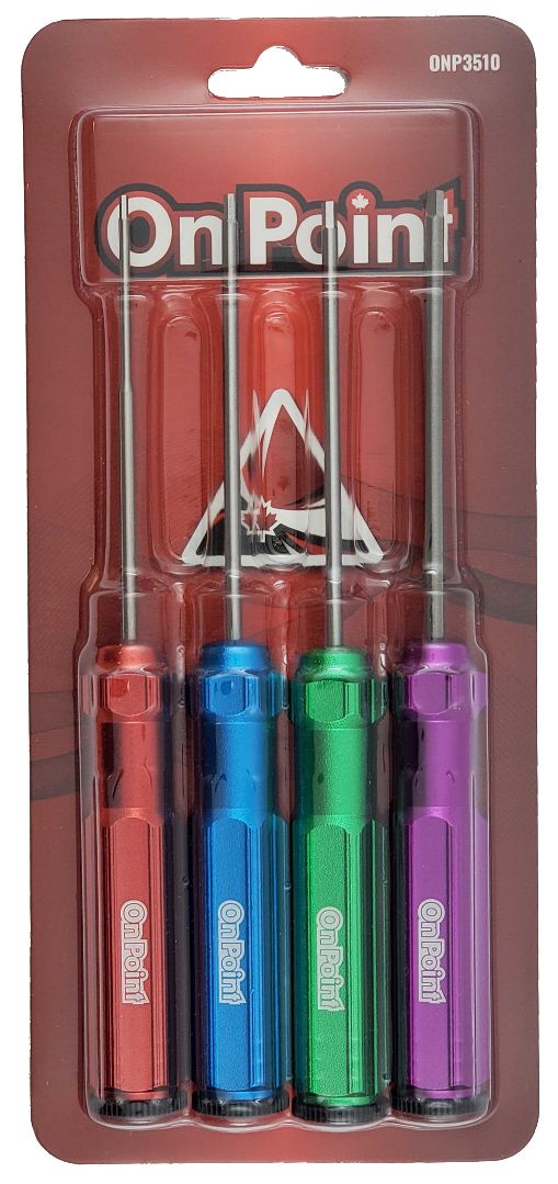 On Point Hex Screwdrivers (4) Size: 1.5mm, 2.0mm, 2.5mm, 3.0mm