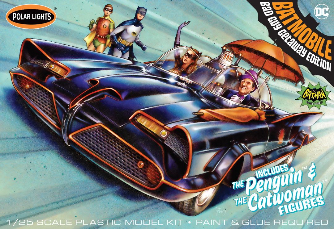 Polar Lights 1/25 1966 Batmobile with Catwoman & Penguin Figures - Click Image to Close
