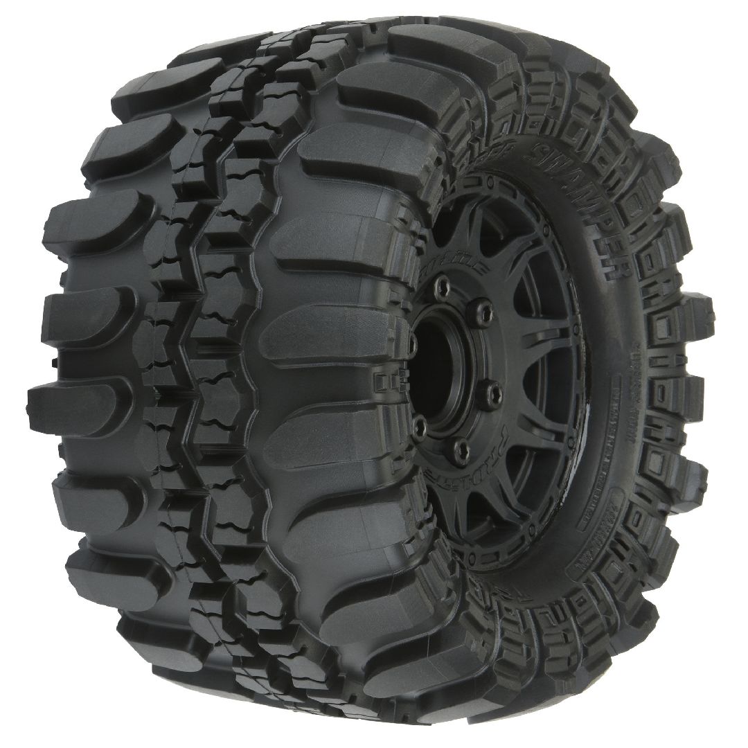 Pro-Line Super Swamper 2.8" Tires on Black Rem. Hex Whls(2)
