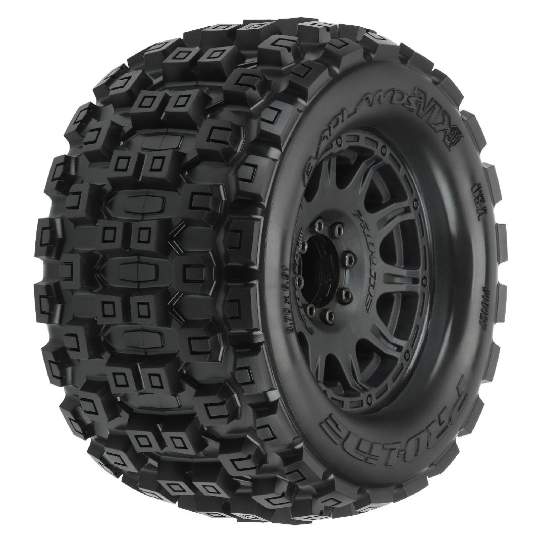 Pro-Line Badlands 3.8" Tires on Black w/ Removable Hex (2)