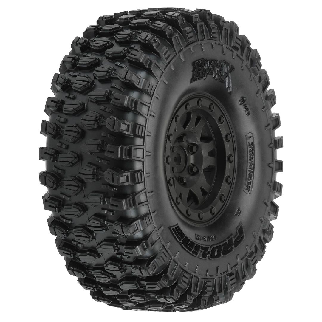 Pro-Line Hyrax 1.9" G8 Tires on Black Plastic Bead-Loc Whls (2)