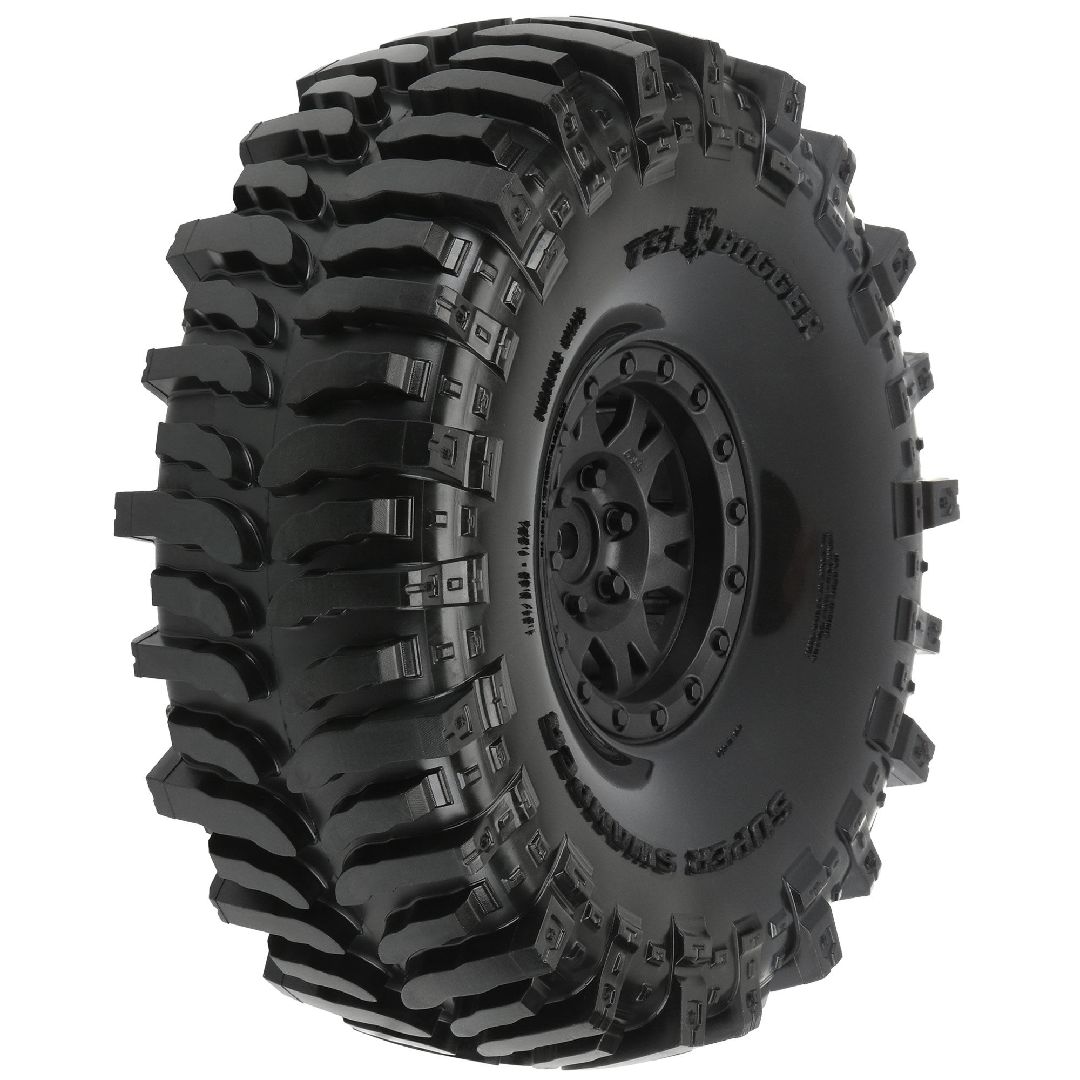 Pro-Line Bogger 1.9" Tires on Black Plastic Bead-Loc Whls (2)