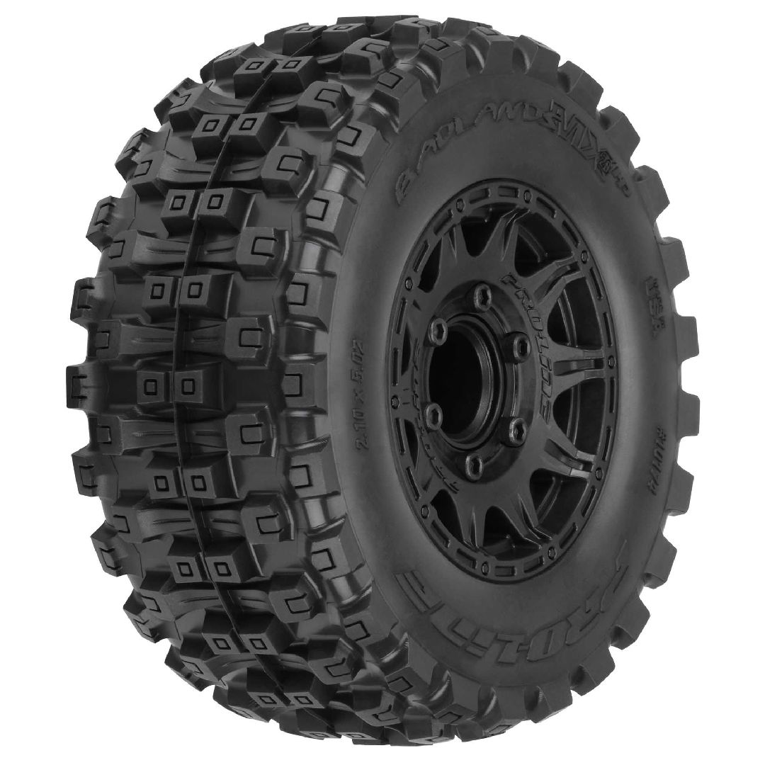 Pro-Line Badlands 2.8" BELTED Tires on Black Rem Hex Wheels (2)