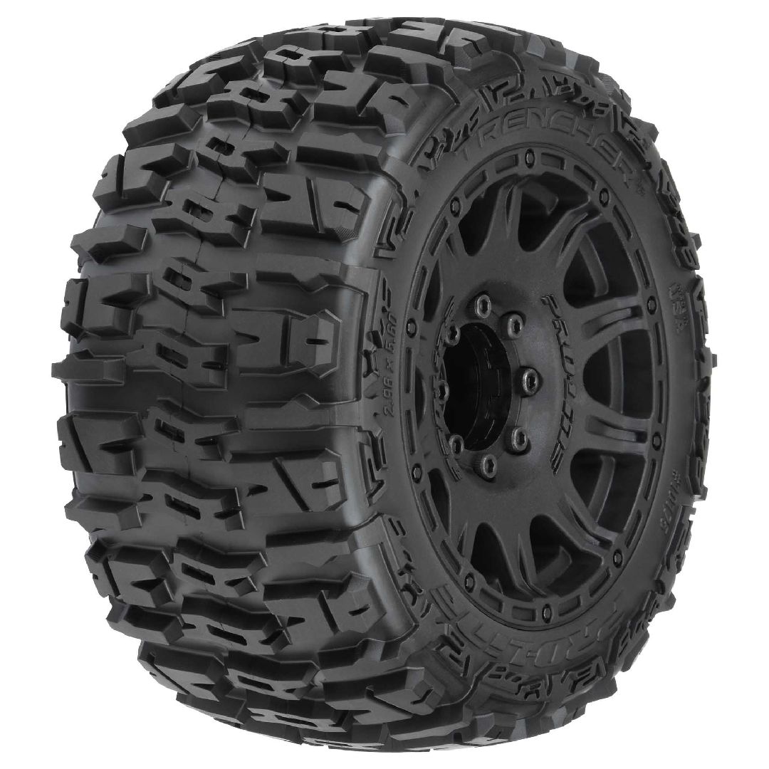 Pro-Line Trencher LP 3.8" Tires on Black Rem Hex Wheels (2)