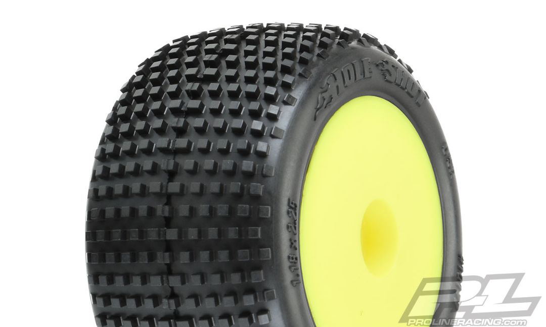 Pro-Line Hole Shot Off-Road Mini-T 2.0 Tires Mounted on Yellow Wheels (2) for Mini-T 2.0 Front or Rear