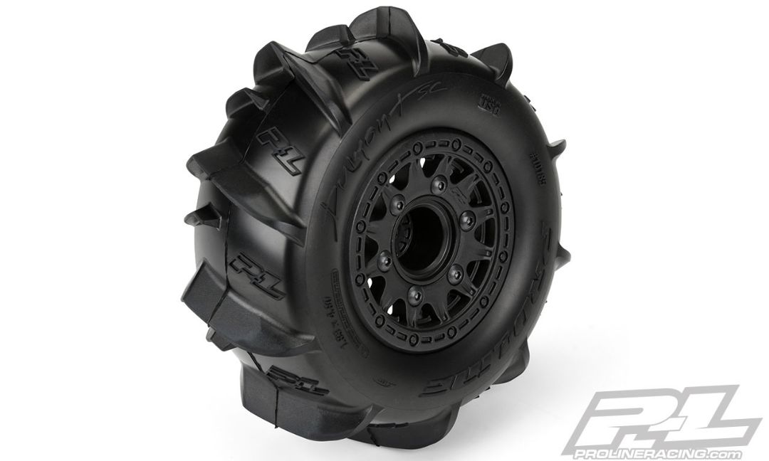 Pro-Line Dumont Paddle SC 2.2"/3.0" Tires Mtd Raid Blk Whls (2) - Click Image to Close