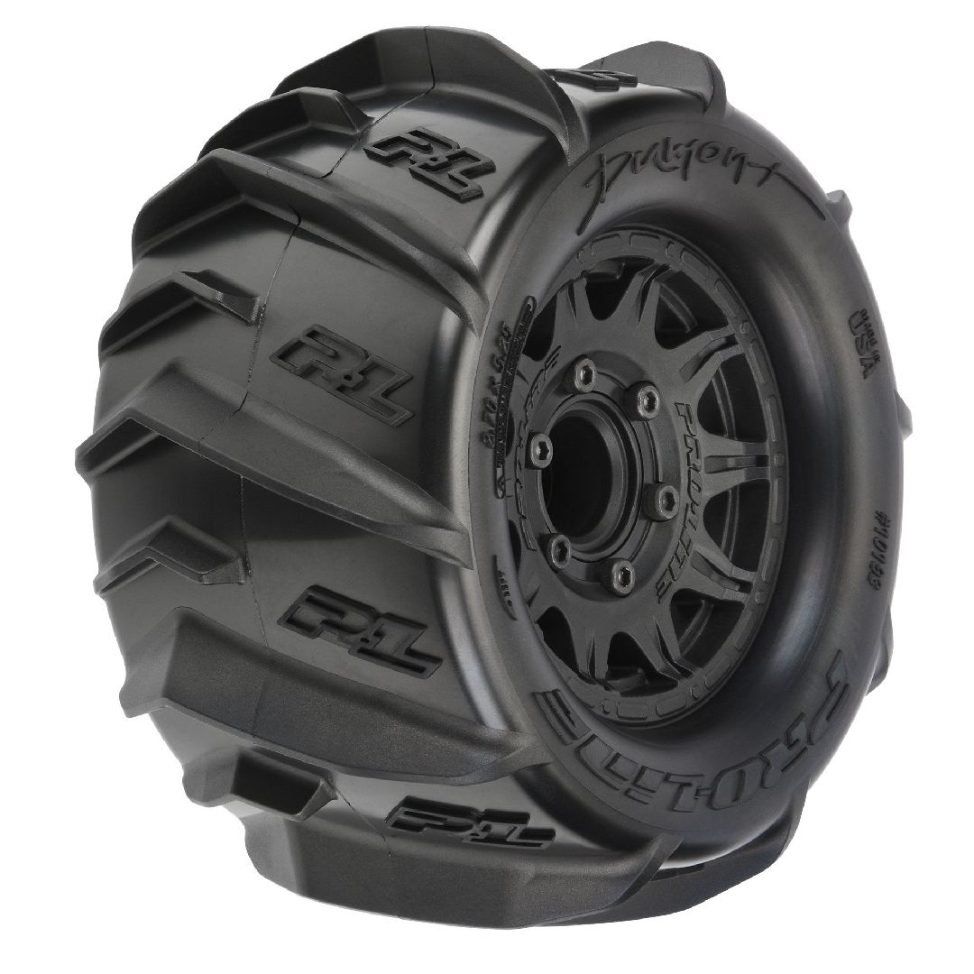 Pro-Line Dumont 2.8" Paddle Tires on Black Rem Hex Wheels (2)