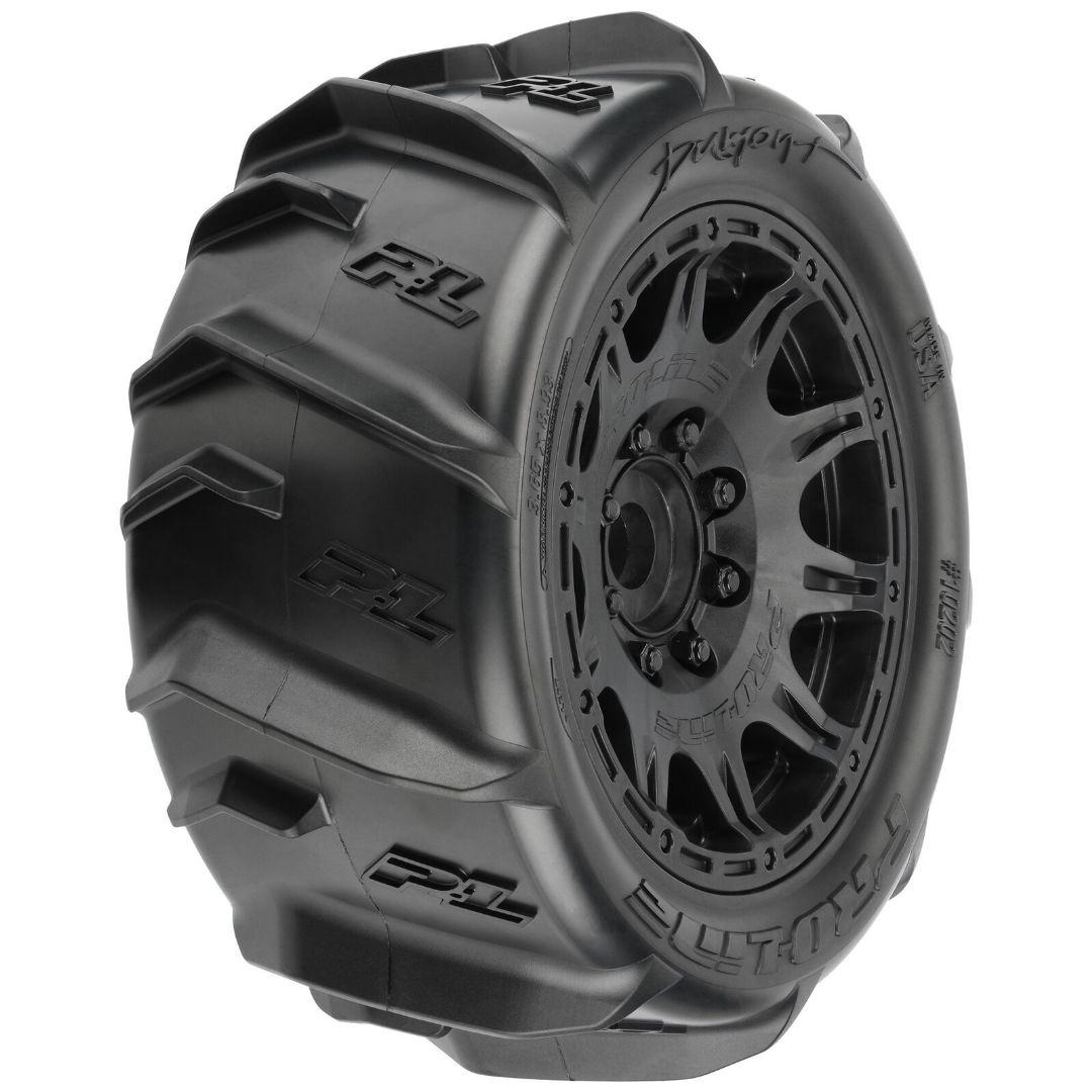 Pro-Line Dumont Paddle Tires MTD on Raid 5.7" Black Wheels (2) - Click Image to Close