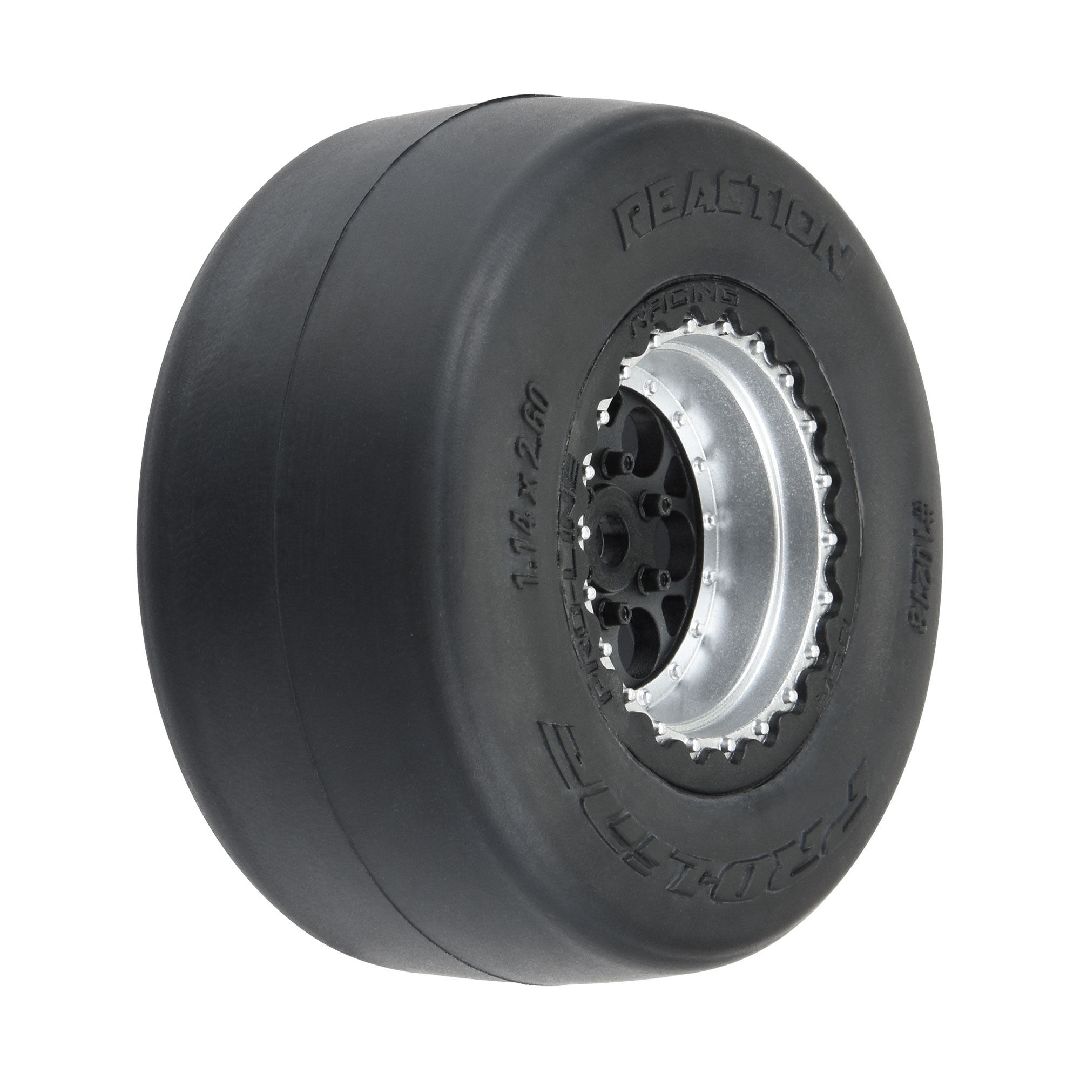 Pro-Line 1/16 Reaction Rr Tires MTD 7mm Blk/Sil:MiniDrag(2)