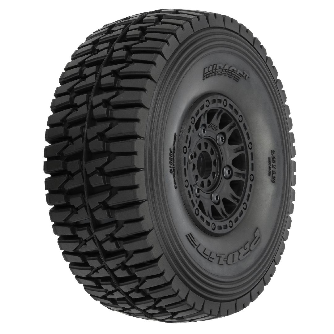 Pro-Line Mirage BELTED Tires on Black Rem 17mm Hex Wheels (2)