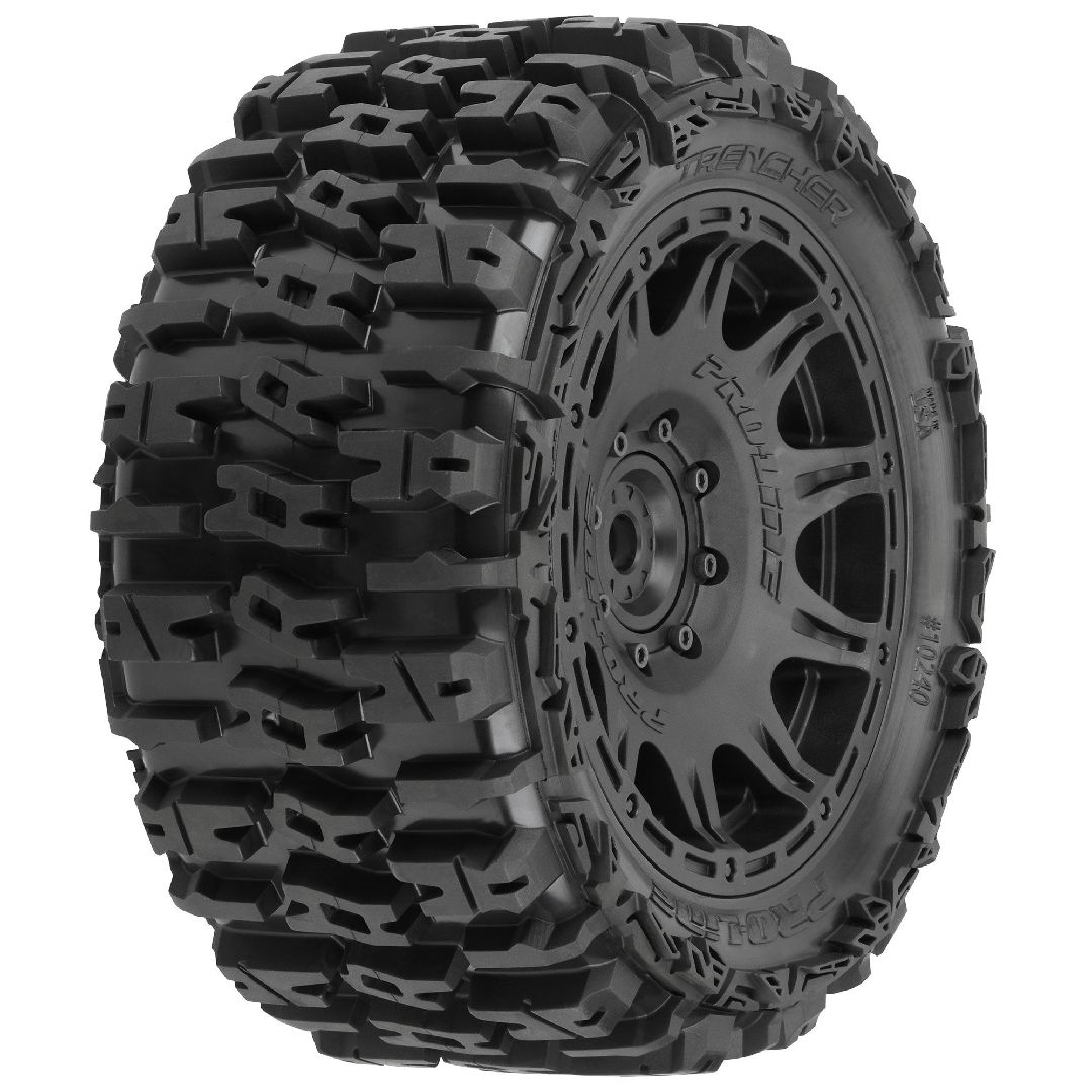 Pro-Line Trencher 5.7" Tires on Black 8x48 Rem 24mm Hex Wheel 2