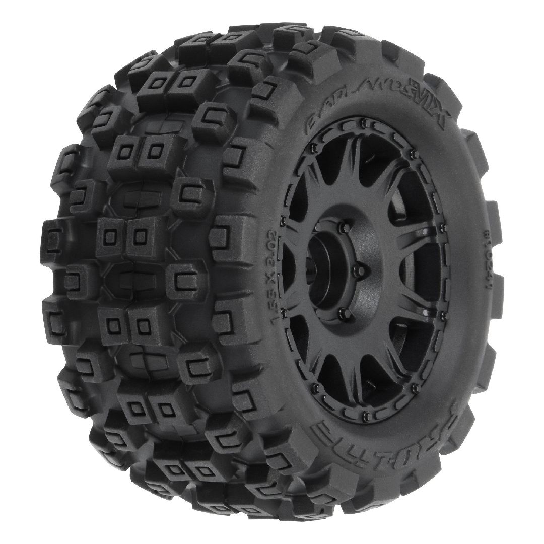 Pro-Line Badlands 1.85" on Black 12mm Hex Wheels (4)