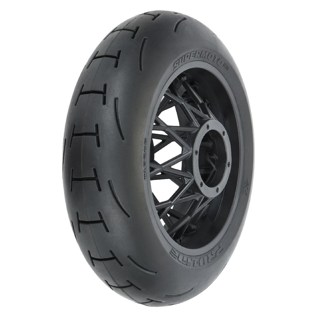 Pro-Line Supermoto V2 S3 Rear Tire on Black Supermoto Wheel