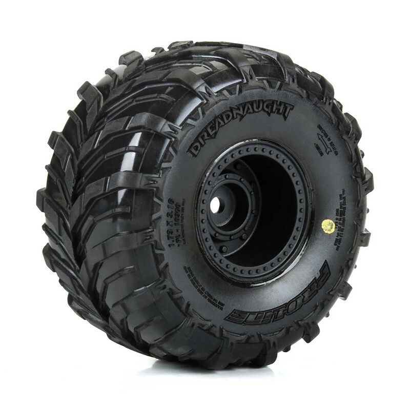 Pro-Line Dreadnaught Mounted Black Wheel F/R (4) for Arrma