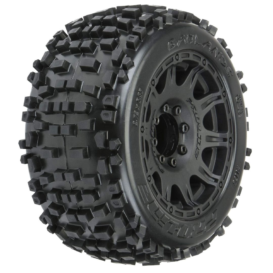 Pro-Line Badlands 3.8" Tires on Black Removable Hex Wheels (2)