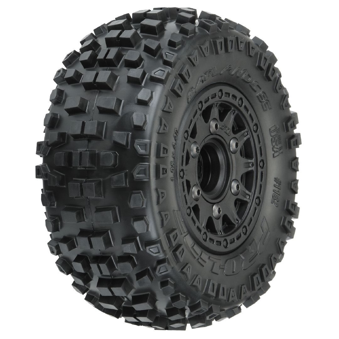 Pro-Line Badlands 2.2"/3.0" Tires on Black Rem Hex Wheels (2)