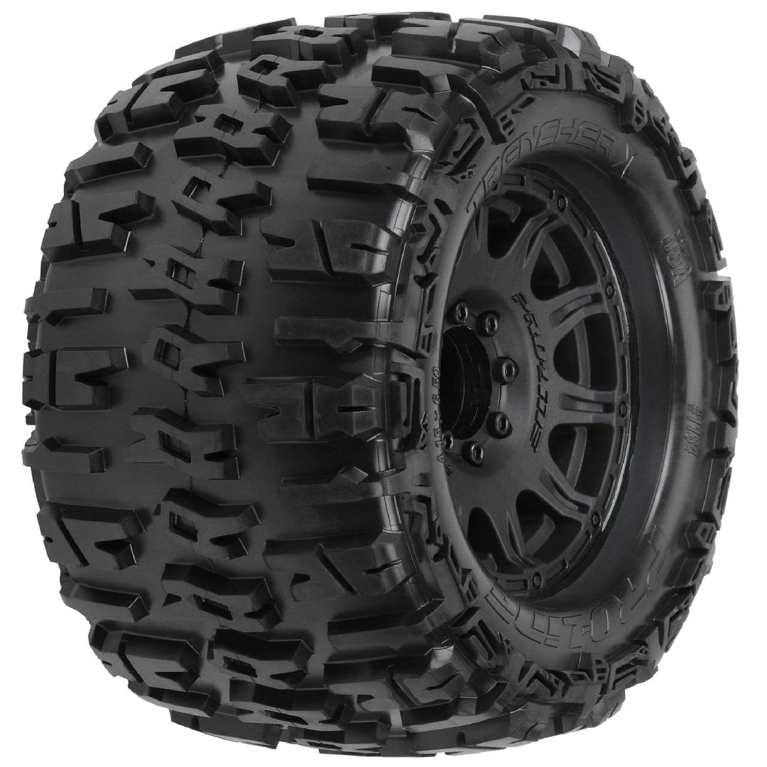 Pro-Line Trencher X 3.8" Tires on Black Rem Hex Wheels (2)