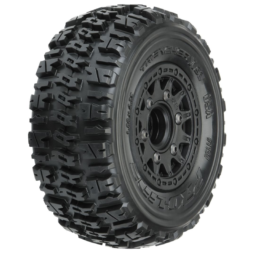 Pro-Line Trencher X 2.2"/3.0" Tires on Black Rem Hex Wheels (2)