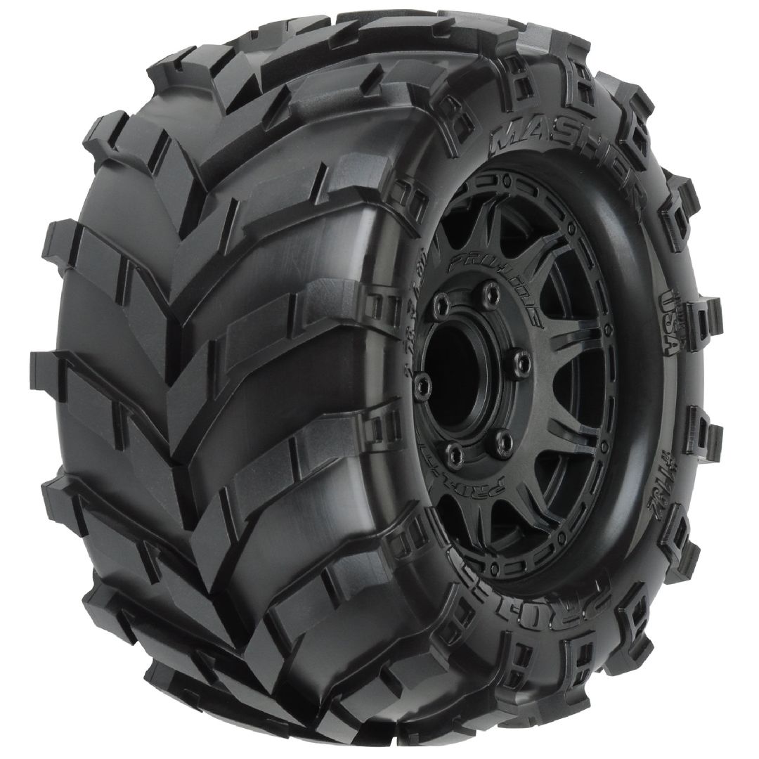Pro-Line Masher 2.8" Tires on Black Rem Hex Wheels (2)