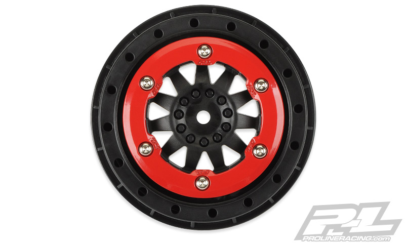 Pro-Line F-11 Red/Blk Bead-Loc ProTrac Whls (2) SC/SCTE 4x4 F/R - Click Image to Close