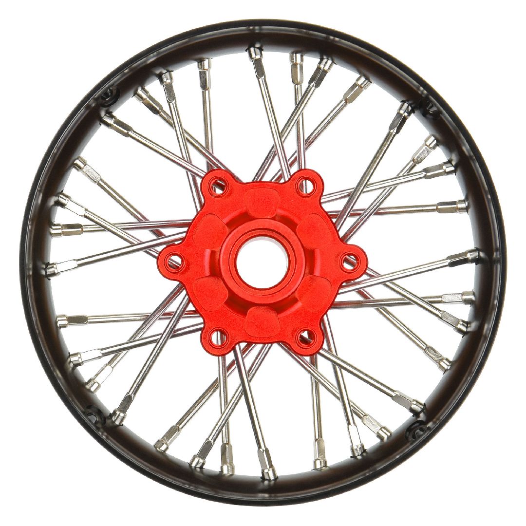 Pro-Line Pro-Spec Alum V2 Bead Front Wheel Assembled, Black/Red