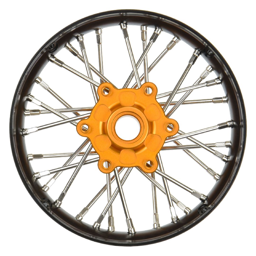Pro-Line Pro-Spec Alum Front Wheel Assembled, Black/Gold