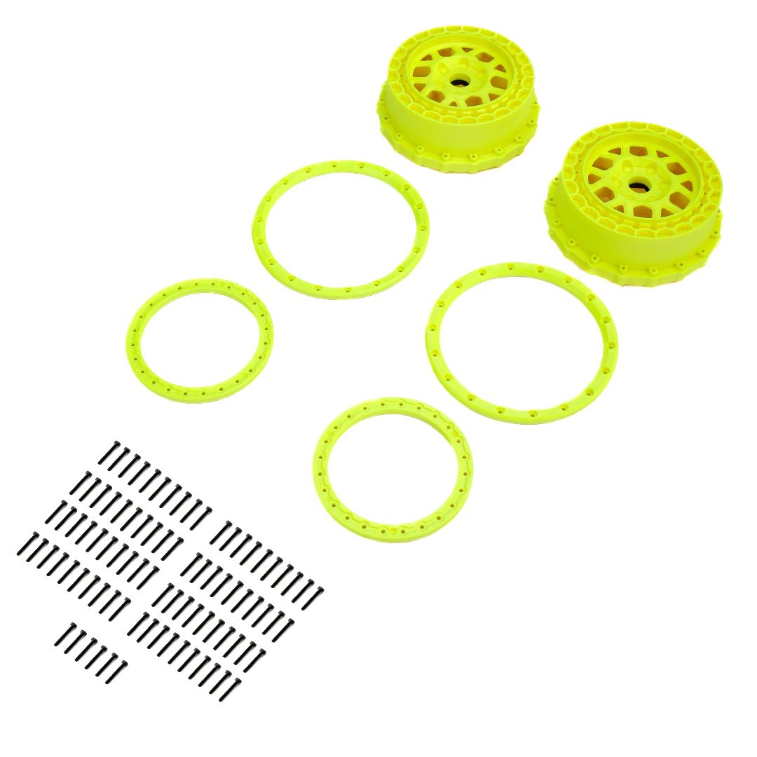 Pro-Line Wheel and Beadlock Set, Yellow (2): 5IVE-T 3.0