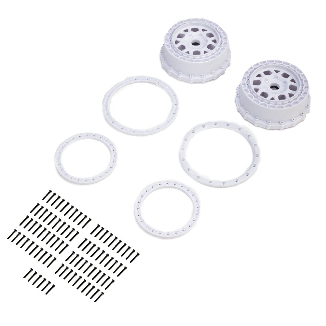 Pro-Line Wheel and Beadlock Set, White (2): 5IVE-T 3.0