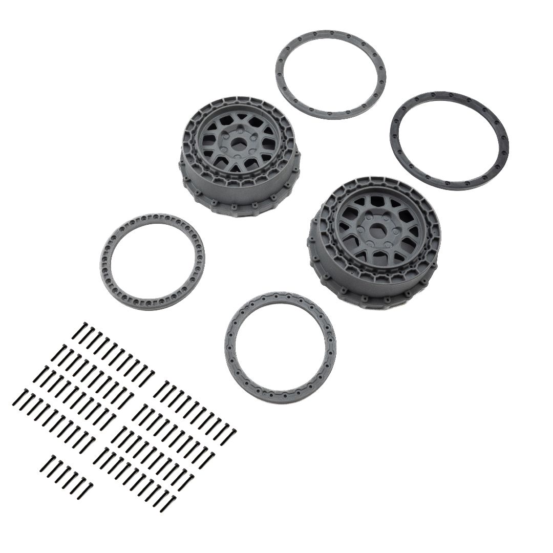 Pro-Line Wheel and Beadlock Set, Gray(2): 5IVE-T 3.0