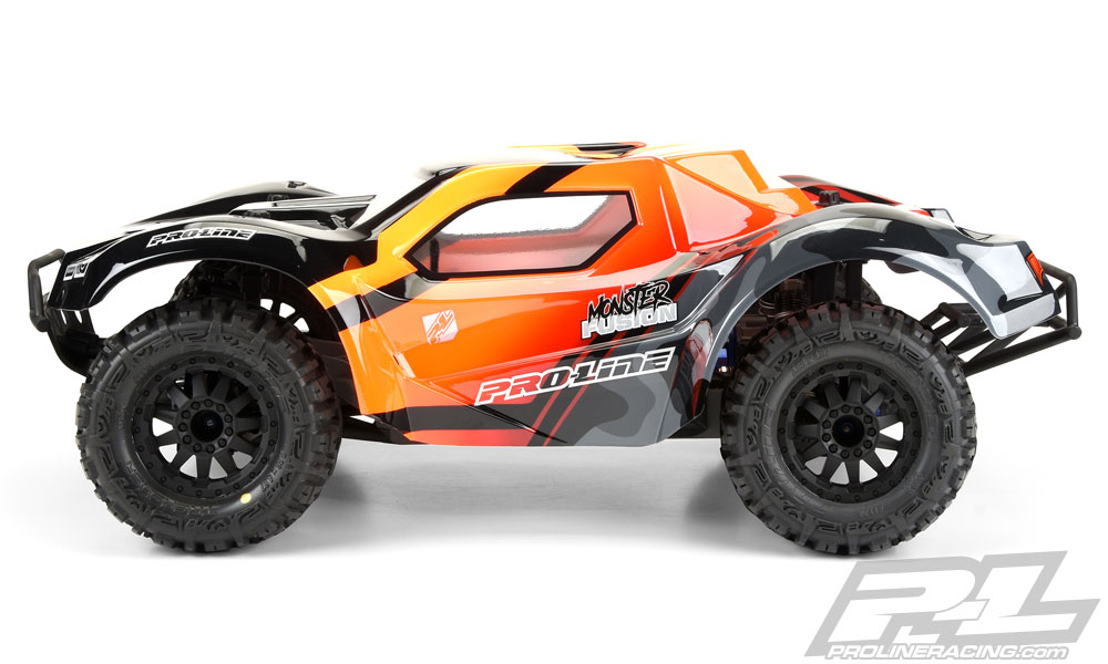 Pro-Line Pre-Cut Monster Fusion Clr bdy SC with 2.8" MT Tires - Click Image to Close