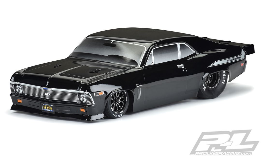 Pro-Line 1969 Chevrolet Nova Tough-Color (Black) Body for Slash 2wd Drag Car & AE DR10