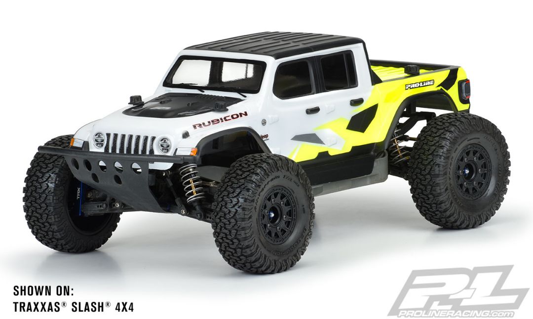 Pro-Line Jeep Gladiator Rubicon Clear Body for Slash 2wd/4x4 (with LCG chassis & extended body mounts),ARRMA Senton 3S (W/O side guards),E-REVO 2.0 (with extended body mounts) & PRO-Fusion SC 4x4