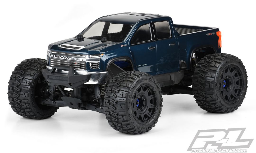 Pro-Line 2021 Chevy Silverado 2500 HD Clear Body for E-REVO 2.0 & MAXX with Extended Body Mounts