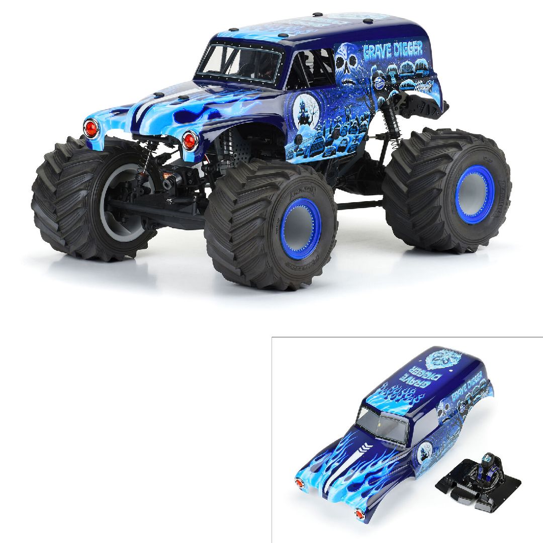 Pro-Line Grave Digger Ice Body Pre-Painted Pre-Cut for Losi LMT - Blue