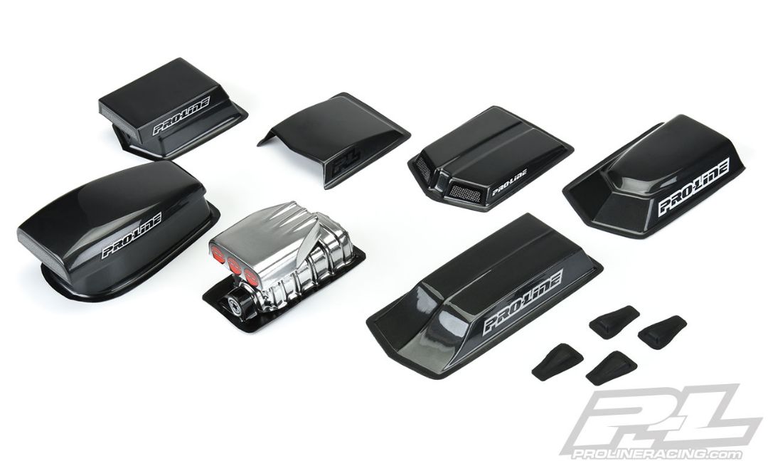 Pro-Line No Prep Drag Racing Optional Hood Scoops and Blowers Variety Pack (Clear)