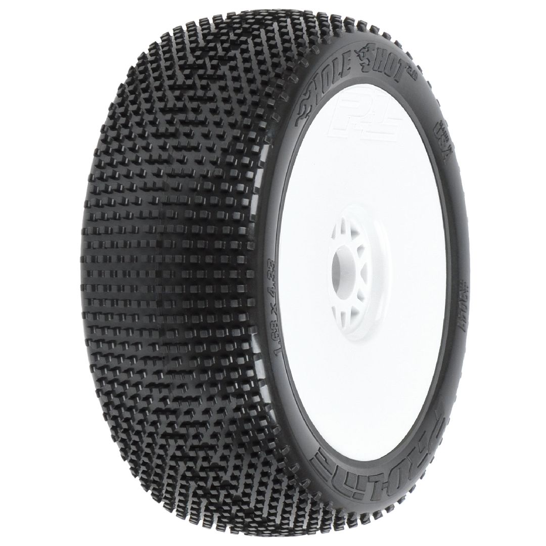 Pro-Line Hole Shot 2.0 (Soft) Tires on White Wheels (2)