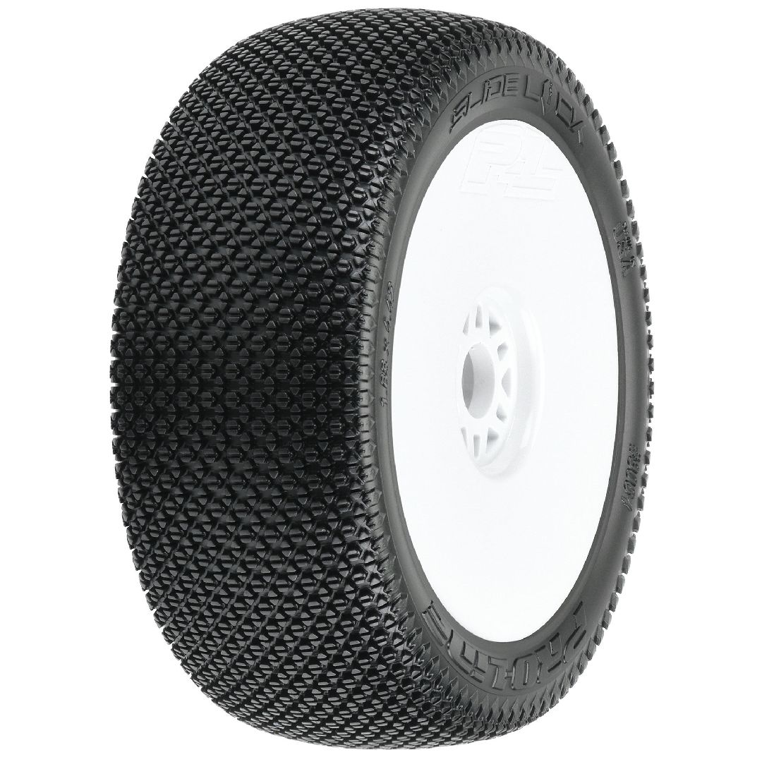 Pro-Line Slide Lock S3 (Soft) Tires on White Wheels (2)