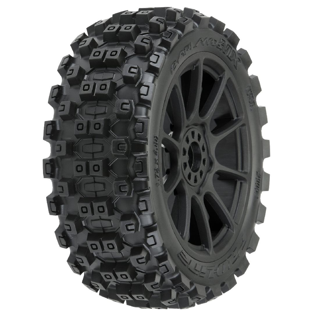 Pro-Line Badlands (Medium) Tires on Mach 10 Black Wheels (2)