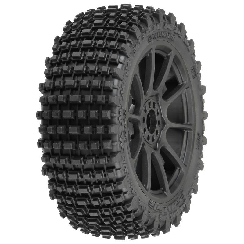 Pro-Line Gladiator M2 (Medium) All Terrain 1/8 Buggy Tires Mounted on Mach 10 Black 17mm Wheels (2) for Front or Rear