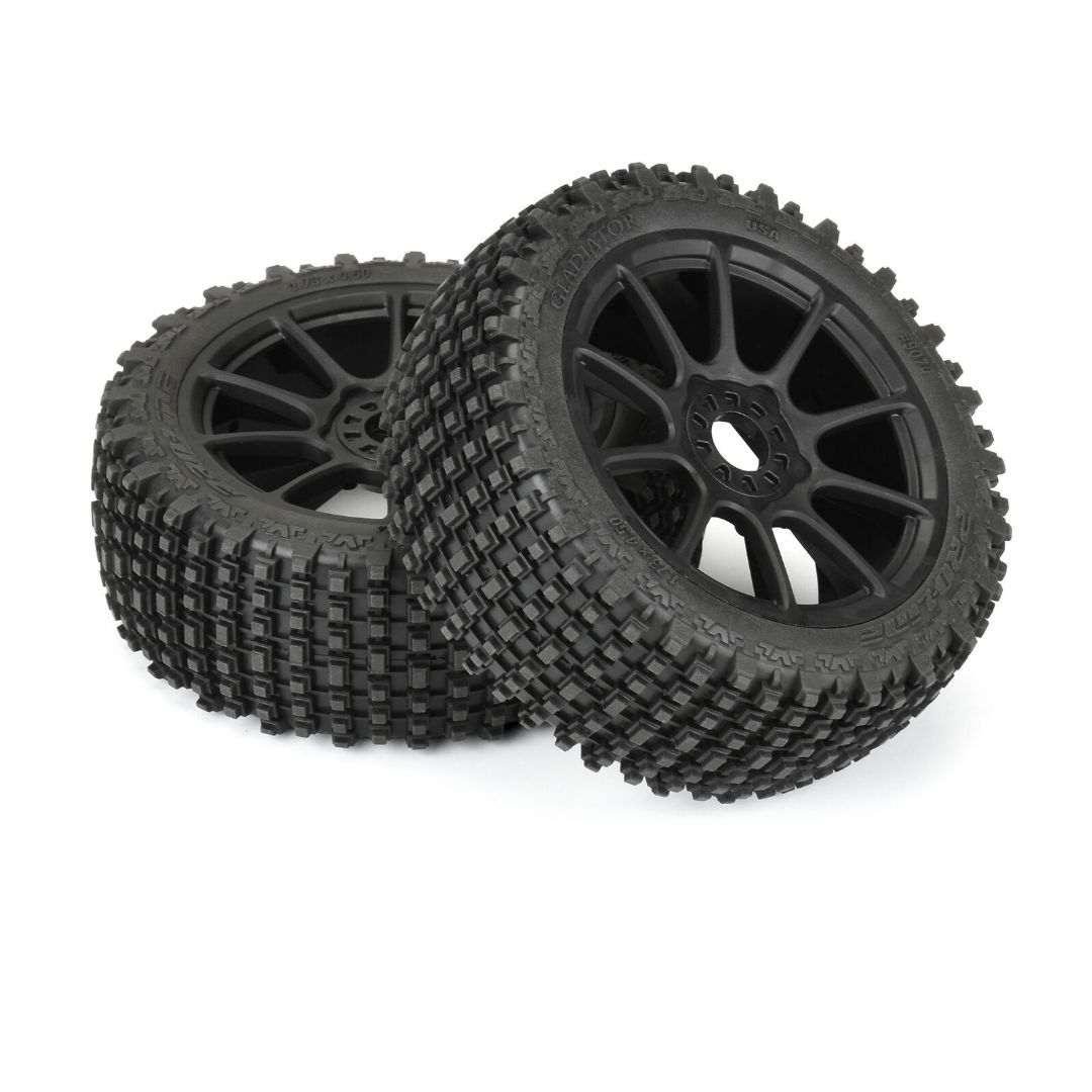 Pro-Line Gladiator M2 1/8 Buggy Tires on Mach 10 Black Wheels - Click Image to Close