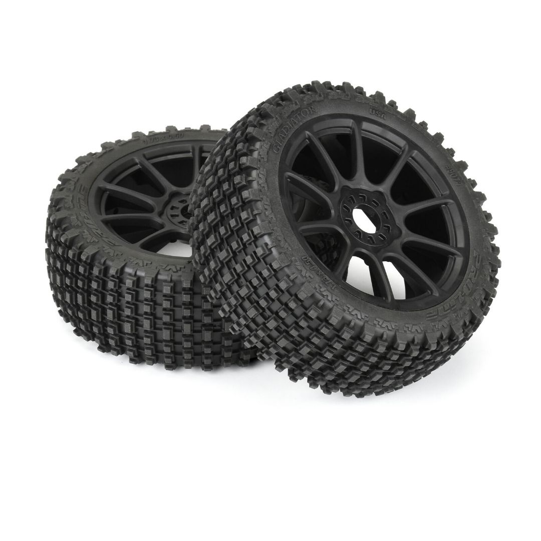 Pro-Line Gladiator M2 1/8 Buggy Tires on Mach 10 Black Wheels