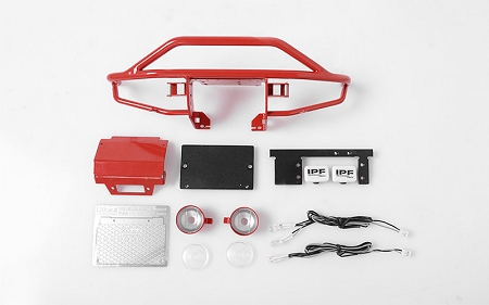 RC4WD Rough Stuff Limited Edition Red Metal Front Bumper for RC4WD Trail Finder 2 (Hella Round and IPF Square Lights)