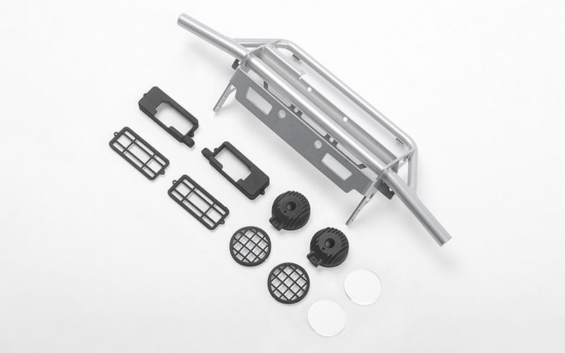 RC4WD Guardian Tube Front Bumper w/ Round Lights for Capo Racing Samurai 1/6 RC Scale Crawler (Silver)