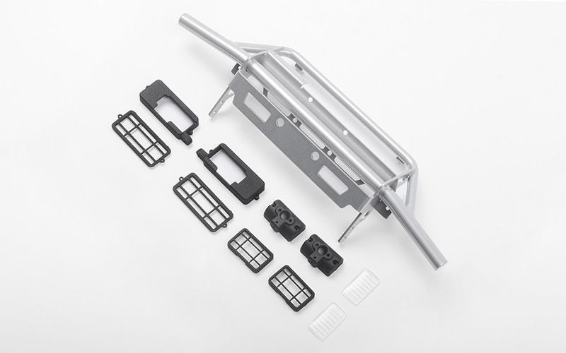 RC4WD Guardian Tube Front Bumper w/ Square Lights for Capo Racing Samurai 1/6 RC Scale Crawler (Silver)