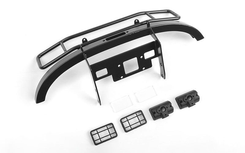 RC4WD Ranch Steel Front Winch Bumper w/ Lights for Axial 1/10 SCX10 II UMG10 (Black)