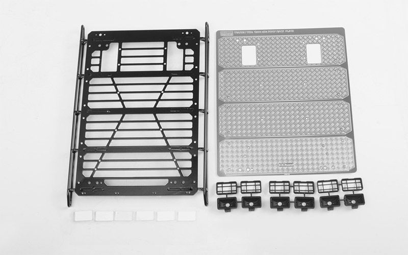RC4WD Command Roof Rack w/ Diamond Plate & 6x Square Lights for Traxxas TRX-4 Mercedes-Benz G-500 (Style A)