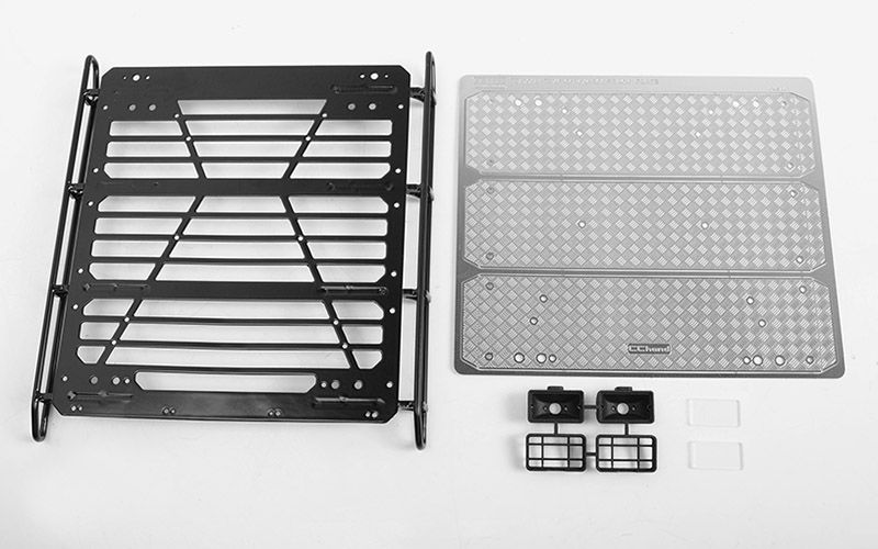 RC4WD Command Roof Rack w/ Diamond Plate & 2x Square Lights for Traxxas Mercedes-Benz G 63 AMG 6x6 (Style B)