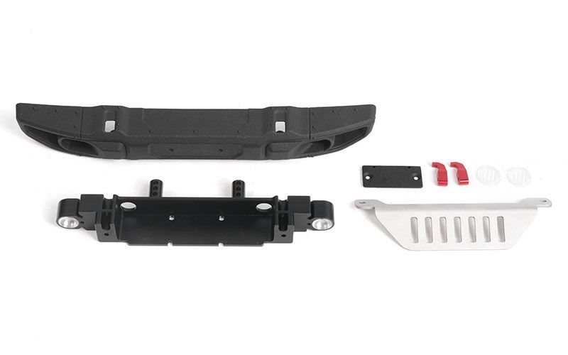 RC4WD OEM Wide Front Bumper w/ License Plate Holder + Steering Guard for Axial 1/10 SCX10 III Jeep JLU Wrangler