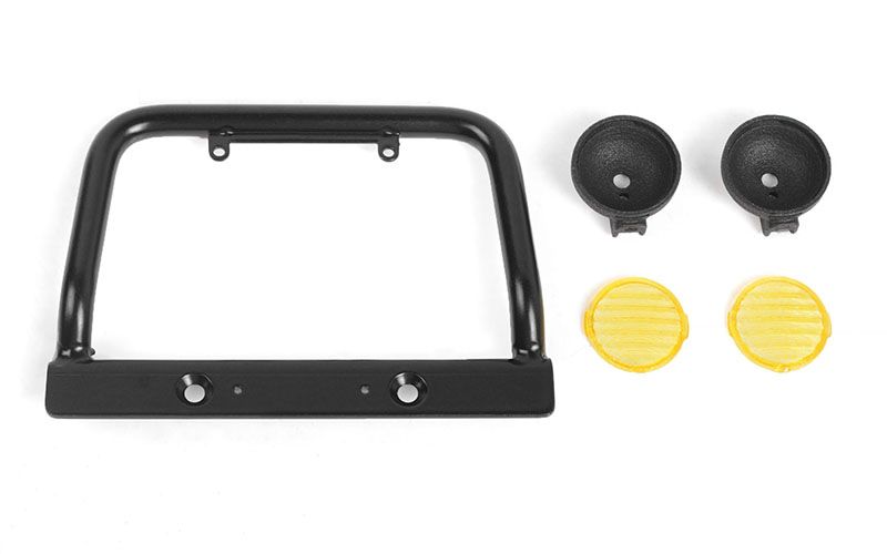 RC4WD Steel Push Bar Front Bumper W/ Yellow Flood Lights for RC4WD Gelande II 2015 Land Rover Defender D90