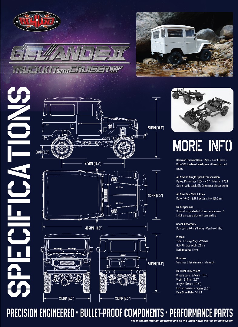 RC4WD Gelande II Truck Kit w/Cruiser Body Set - Click Image to Close